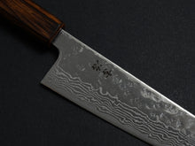 Load image into Gallery viewer, KICHIJI 440C MIGAKI HAMMERED DAMASCUS GYUTO 180MM OAK/BAIKOKU HANDLE
