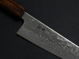 KICHIJI 440C MIGAKI HAMMERED DAMASCUS GYUTO 180MM OAK/BAIKOKU HANDLE