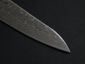 KICHIJI 440C MIGAKI HAMMERED DAMASCUS GYUTO 180MM OAK/BAIKOKU HANDLE