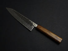 Load image into Gallery viewer, KICHIJI 440C MIGAKI HAMMERED DAMASCUS GYUTO 180MM OAK/BAIKOKU HANDLE
