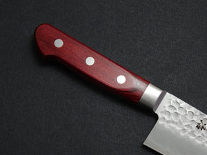 KICHIJI AUS-8 HAMMERED SANTOKU KNIFE 180MM RED HANDLE