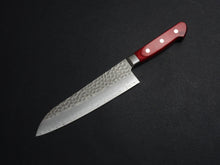 Load image into Gallery viewer, KICHIJI AUS-8 HAMMERED SANTOKU KNIFE 180MM RED HANDLE
