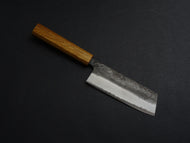 YAYOI / KATABA ORIGINAL SHIROGAMI-2 STAINLESS CLAD NAKIRI 140MM OCTAGONAL OAKWOOD HANDLE (FORGED BY TWO STICKS FORGE)