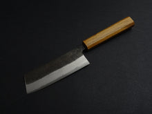 Load image into Gallery viewer, YAYOI / KATABA ORIGINAL SHIROGAMI-2 STAINLESS CLAD NAKIRI 140MM OCTAGONAL OAKWOOD HANDLE (FORGED BY TWO STICKS FORGE)
