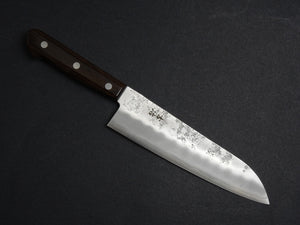 KICHIJI GINSAN NASHIJI SANTOKU KNIFE 180MM BROWN HANDLE
