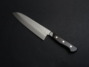 TORATETSU HAMMERED AOGAMI-2 STAINLESS CLAD SANTOKU 180MM