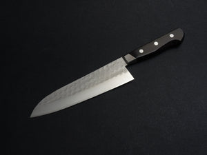 TORATETSU HAMMERED AOGAMI-2 STAINLESS CLAD SANTOKU 180MM