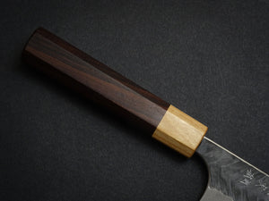 YOSHIMI AOGAMI SUPER KUROUCHI V-HAMMAERED KIRITSUKE GYUTO 210MM OCTAGONAL ROSEWOOD HANDLE