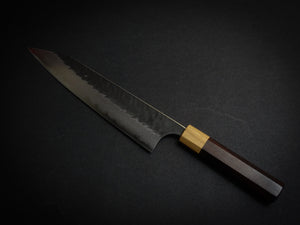 YOSHIMI AOGAMI SUPER KUROUCHI V-HAMMAERED KIRITSUKE GYUTO 210MM OCTAGONAL ROSEWOOD HANDLE