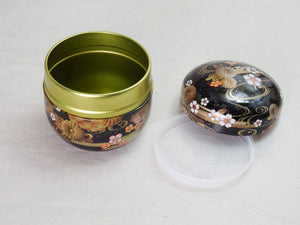 SAKURA & KIKU FLOWERS TIN TEA CADDY (BLACK OR RED)