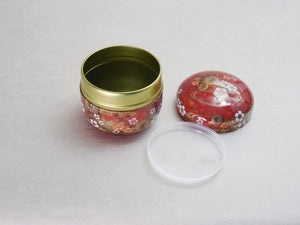 SAKURA & KIKU FLOWERS TIN TEA CADDY (BLACK OR RED)