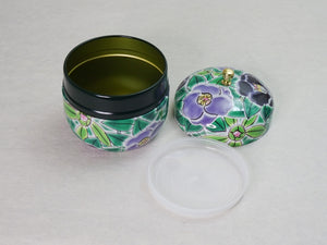 FLOWER PAINTED TIN TEA CADDY WITH KNOB