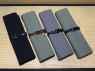 COMO+KATABA HANDMADE HIGH QUALITY CANVAS KNIFE ROLL WITH SINGLE LEATHER FITTINGS / TYPE 2 with zipper