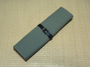 COMO+KATABA HANDMADE HIGH QUALITY CANVAS KNIFE ROLL WITH SINGLE LEATHER FITTINGS / TYPE 2 with zipper