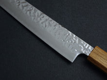 Load image into Gallery viewer, KICHIJI AUS-10 HAMMERED DAMASCUS SUJIHIKI 240MM OCTAGONAL OAK HANDLE
