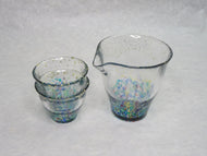 🌻TSUGARU HANDMADE VIDRO SAKE KATAKUCHI SET MATSURI