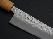 Load image into Gallery viewer, TSUNEHISA SHIROGAMI-2 STAINLESS CLAD HAMMERED GYUTO 180MM CHERRY WOOD HANDLE

