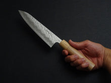 Load image into Gallery viewer, TSUNEHISA SHIROGAMI-2 STAINLESS CLAD HAMMERED GYUTO 180MM CHERRY WOOD HANDLE
