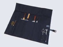 Load image into Gallery viewer, COMO+KATABA HANDMADE HIGH QUALITY CANVAS KNIFE ROLL WITH SINGLE LEATHER FITTINGS*
