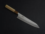 KICHIJI SHIROGAMI-1 / STAINLESS CLAD HAMMERED GYUTO 210MM OCTAGONAL HANDLE