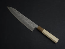 Load image into Gallery viewer, KICHIJI SHIROGAMI-1 / STAINLESS CLAD HAMMERED GYUTO 210MM OCTAGONAL HANDLE
