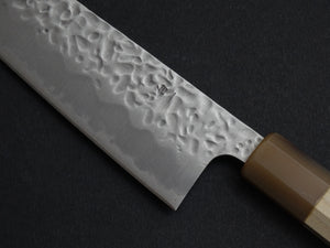 KICHIJI SHIROGAMI-1 / STAINLESS CLAD HAMMERED GYUTO 210MM OCTAGONAL HANDLE