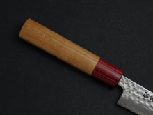 Load image into Gallery viewer, KICHIJI AOGAMI SUPER STAINLESS CLAD HAMMERED MIGAKI PETTY 135MM CHERRY WOOD HANDLE
