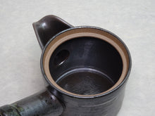 Load image into Gallery viewer, HASAMIYAKI KURO-UWAGUSURI RAKU-RAKU COFFEE/TEAPOT WITH STAINLESS TEA STRAINER
