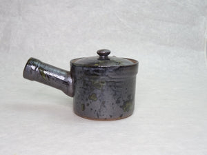 HASAMIYAKI KURO-UWAGUSURI RAKU-RAKU COFFEE/TEAPOT WITH STAINLESS TEA STRAINER