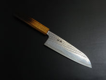 Load image into Gallery viewer, KICHIJI AUS-10 NAWAME DAMASCUS SANTOKU 165MM OCTAGONAL BURNT OAK HANDLE
