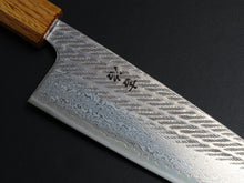 Load image into Gallery viewer, KICHIJI AUS-10 NAWAME DAMASCUS SANTOKU 165MM OCTAGONAL BURNT OAK HANDLE
