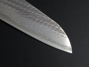 KICHIJI AUS-10 NAWAME DAMASCUS SANTOKU 165MM OCTAGONAL BURNT OAK HANDLE