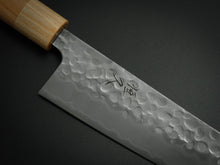 Load image into Gallery viewer, TSUNEHISA SHIROGAMI 2 / STAINLESS CLAD HAMMERED GYUTO 210MM CHERRY WOOD HANDLE*
