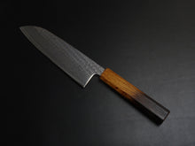 Load image into Gallery viewer, KICHIJI AUS-10 NAWAME DAMASCUS SANTOKU 165MM OCTAGONAL BURNT OAK HANDLE
