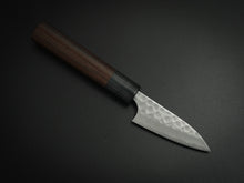 Load image into Gallery viewer, KATSUSHIGE ANRYU AOGAMI-2 WITH STAINLESS CLAD HAMMERED PARING KNIFE 75MM ROSE WOOD HANDLE
