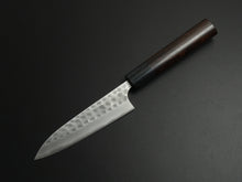 Load image into Gallery viewer, KATSUSHIGE ANRYU AOGAMI-2 WITH STAINLESS CLAD HAMMERED PETTY KNIFE 120MM ROSE WOOD HANDLE
