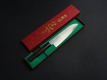 Load image into Gallery viewer, TSUNEHISA VG-10 33 LAYER HAMMERED DAMASCUS SANTOKU KNIFE ROSEWOOD HANDLE
