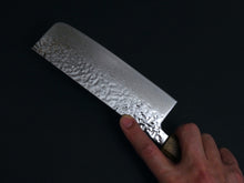 Load image into Gallery viewer, OUL AUS-10 NICKEL DAMASCUS HAMMERED NAKIRI 165MM BLACK OAKWOOD HANDLE
