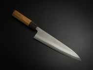YOSHIKANE SHIROGAMI 2 STAINLESS CLAD NASHIJI GYUTO 210MM OCTAGONAL ENJYU HANDLE