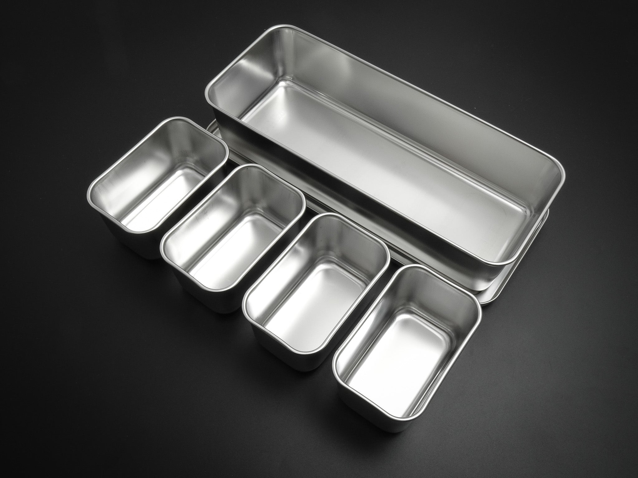 JAPANESE STAINLESS STEEL 6 YAKUMI SMALL GASTRONORM PANS SET** – KATABA  Japanese Knife Specialists