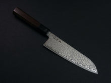 Load image into Gallery viewer, KICHIJI HIKARI SLD STAINLESS CLAD DAMASCUS KUROZOME SANTOKU 170MM OCTAGONAL WENGE HANDLE
