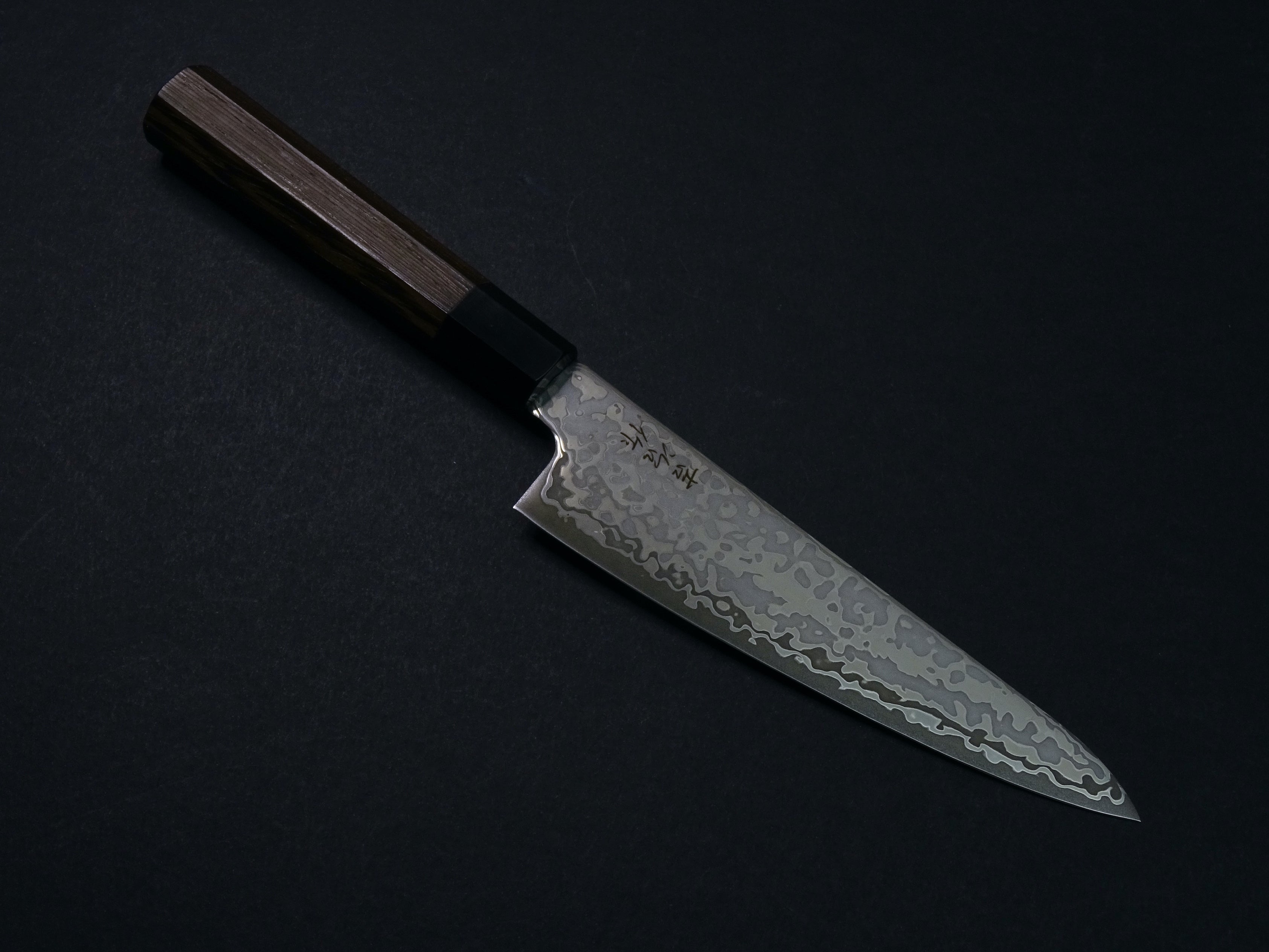 KICHIJI HIKARI SLD STAINLESS CLAD DAMASCUS KUROZOME KO-SANTOKU