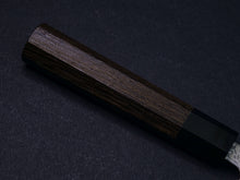 Load image into Gallery viewer, KICHIJI HIKARI SLD STAINLESS CLAD DAMASCUS KUROZOME PETTY 130MM OCTAGONAL WENGE HANDLE
