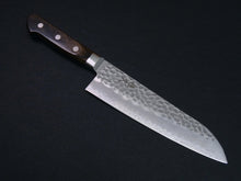 Load image into Gallery viewer, TSUNEHISA AUS-8 HAMMERED SANTOKU KNIFE 180MM BROWN PAKKA HANDLE
