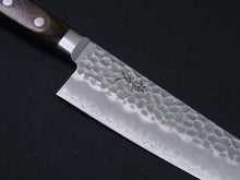 Load image into Gallery viewer, TSUNEHISA AUS-8 HAMMERED SANTOKU KNIFE 180MM BROWN PAKKA HANDLE

