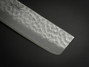 TSUNEHISA SHIROGAMI 2 / STAINLESS CLAD HAMMERED NAKIRI CHERRY WOOD HANDLE