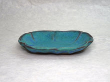 Load image into Gallery viewer, MASHIKOYAKI LOTUS-SHAPED TURQUOISE BLUE PLATE

