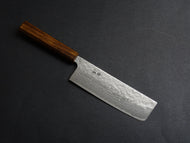 KICHIJI 440C HAMMERED DAMASCUS NAKIRI OAK/BAIKOKU HANDLE