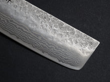 Load image into Gallery viewer, KICHIJI 440C HAMMERED DAMASCUS NAKIRI OAK/BAIKOKU HANDLE
