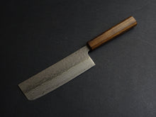 Load image into Gallery viewer, KICHIJI 440C HAMMERED DAMASCUS NAKIRI OAK/BAIKOKU HANDLE
